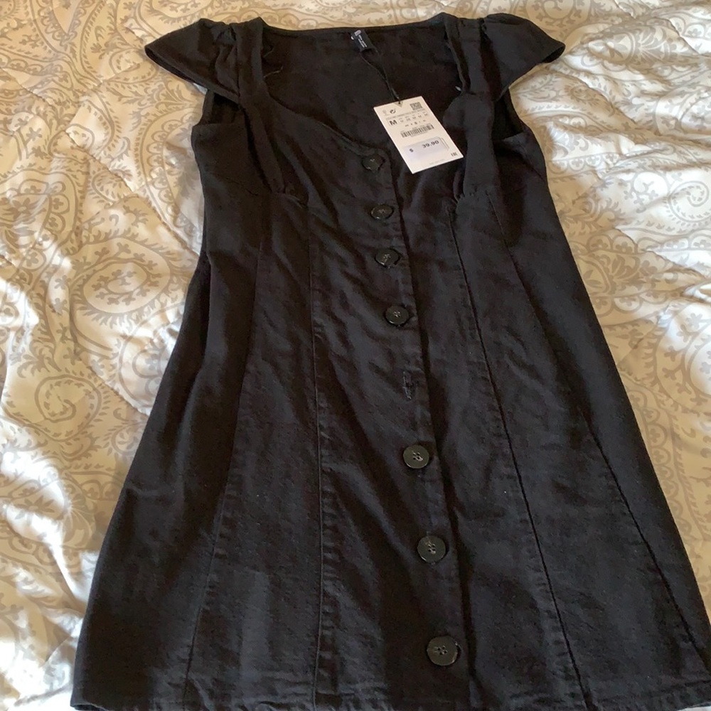 Zara black Jean button up dress brand new